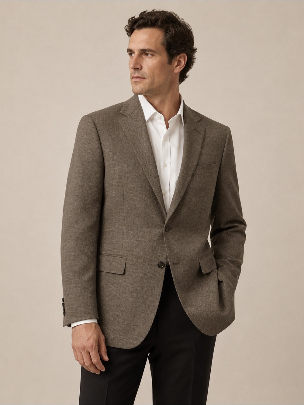 Stanley Blacker Couture Men’s Suit Jacket – Brown/Gray Textured Blazer